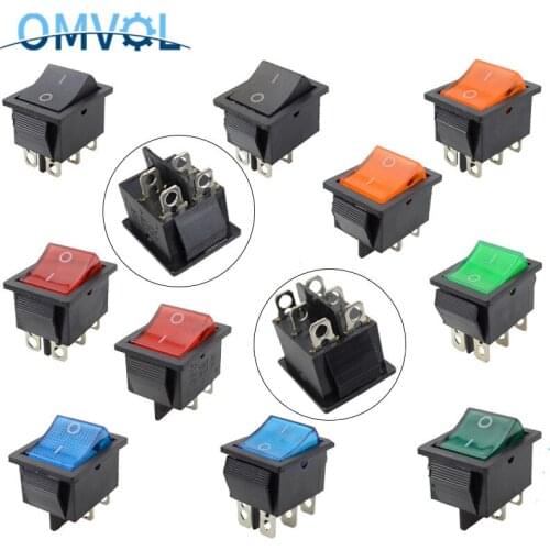 1PC KCD4 Rocker Switch ON-OFF 2 Position 4 Pins / 6 Pins Electrical Equipment With Light Power Switch 15A 250VAC/ 20A 125VAC