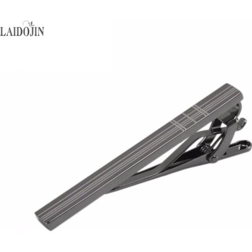 LAIDOJIN Classic Black Metal Tie Clip Pin Clasp for Mens Accessories High Quality Stripe Tie Clips Gift Brand Men Jewelry
