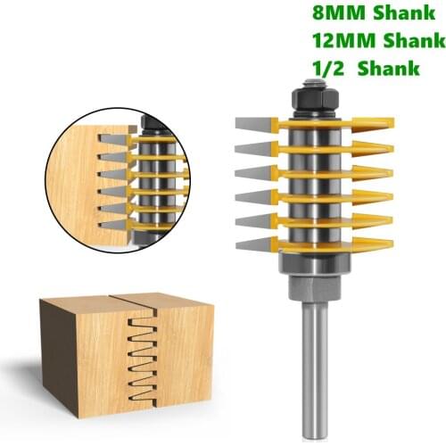 1pc 8mm 12mm 1/2" Shank Milling Cutter 2 Teeth Adjustable Finger Joint Router Bit Tenon Cutter Industrial Grade for Wood Tool