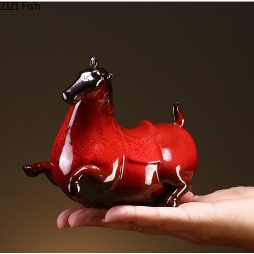 Creativity Ceramic Fat Horse Artwork Statue Living Room Decoration Steed Porcelain Sculpture Crafts Ornaments Modern Home Decor