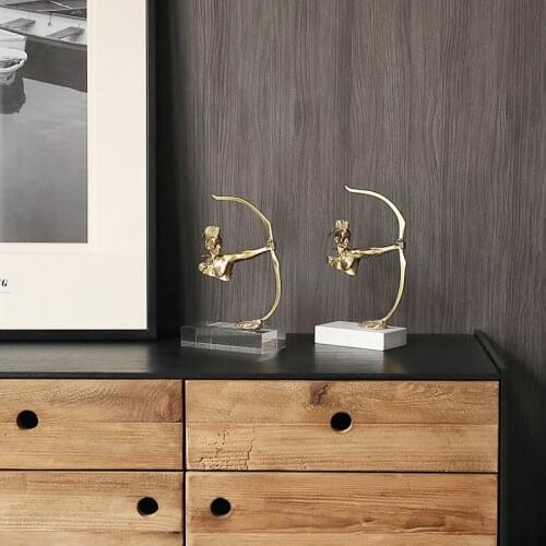 Creative Gift Roman Archery Statue Decoration Brass Character Figurines Home Soft Decor Accessories Marble Desktop Ornaments