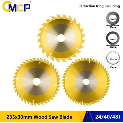 CMCP 235mm Circular Saw Blade TCT Saw Blade For Woodworking Tools 24/40/48T Carbide Cutting Tools TiN Coating Wood Cutting Disc