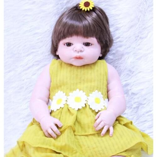 Bebe girl reborn dolls 22" silicone reborn baby dolls toys gift boneca reborn baby corpo inteiro de silicone