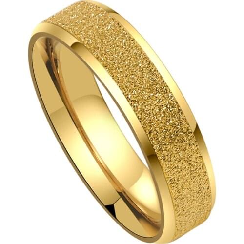 Frosted mens ring, 6mm shiny and polished, classic and simple, trendy front-line fashion shiny and stable mens style