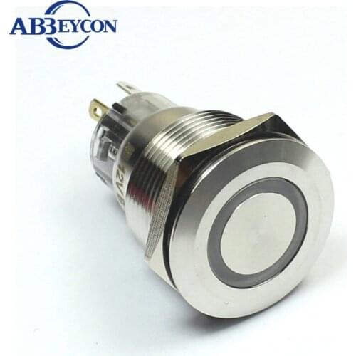 SET121 22mm 12V RGB three-color LED light momenatry ON button switch with wire harness