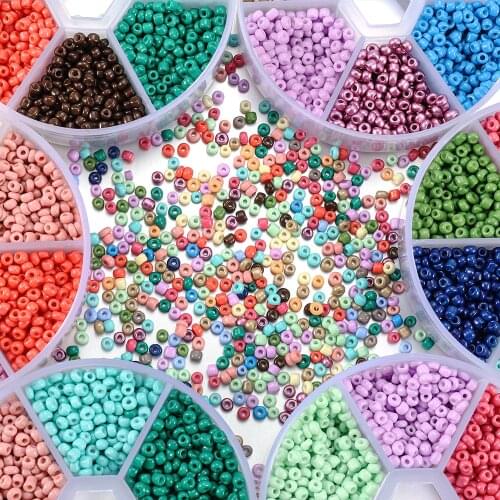 1Box 3mm Czech Charm Glass Seed Beads Spacer Glass Bead Set For DIY Jewelry Making Necklace Crafts Accessories Kit about 1800pcs