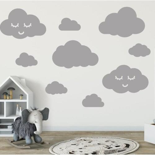 Cloud Stickers for Nursery Wall or Home Decorating Cloud Stickers With Faces 15 pcs clouds bedroom living room decoration 2338