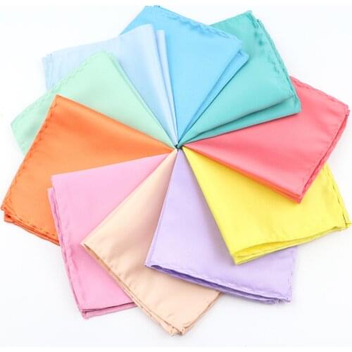 New Macaron Color Hankerchief For Men Women Satin Solid Colors Light Pink Red Blue 24cm Pocket Square Wedding Chest Towel Gift