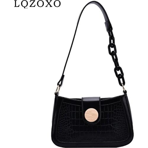 Solid Color Thick Chain Small PU Leather Crossbody Bags For Women 2021 Summer Shoulder Cross Body Bag Ladies Handbags