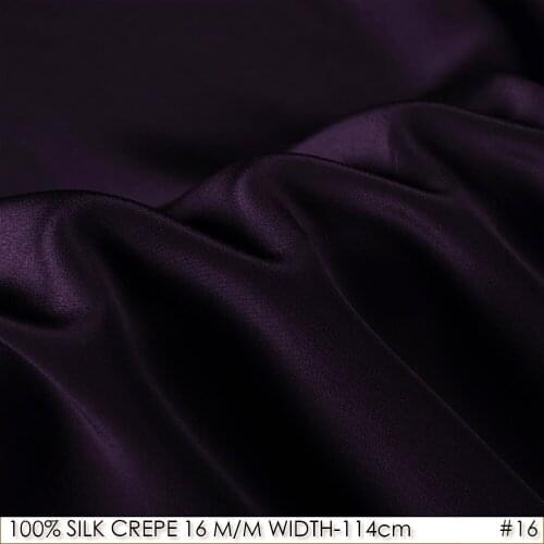 SILK CREPE DE CHINE 114cm width 16momme/100% Pure Mulberry Silk Matt Color Women Evening Dress Fabric Deep Purple NO 16