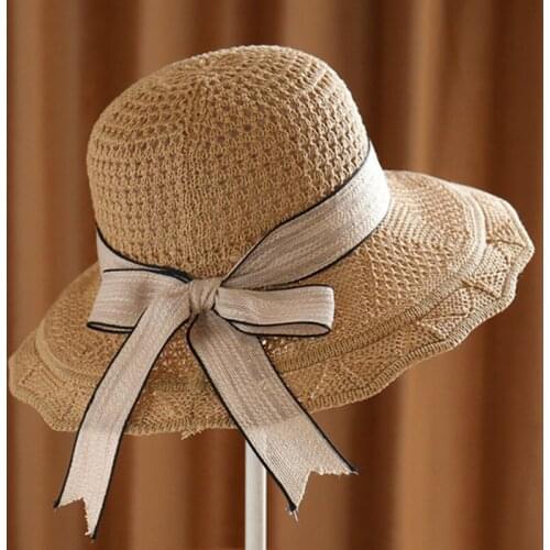2021 New Fashion Summer Sun Hats For Women Girls Wide Brim Floppy Straw Hat Bohemia Beach Cap Ribbon Chapeau Femme