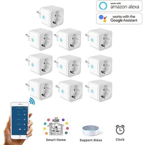 1-10pcs Smart Plug WiFi Socket EU 16A Power Monitor Timing Function Tuya SmartLife APP Control Works With Alexa Google Assistant