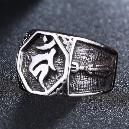 Vintage 316L Stainless Steel Religious Belief Ring Top Quality Buddhism Acalanatha Rings For Man Jewelry