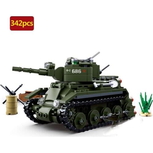 Military series World War Russian BT-7 Light Cavalry Tank soldier weapon DIY Model Building Blocks Toys Gifts