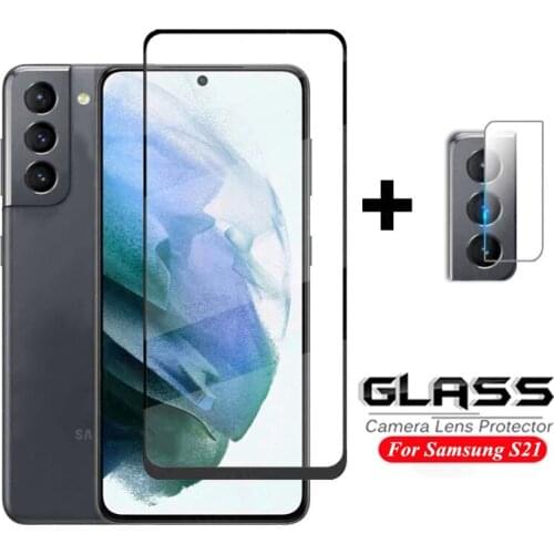 2IN1 Tempered Glass For Samsung Galaxy S21 Plus Camera Lens Film Full Cover Screen Protectors For Samsung S20 S21 FE