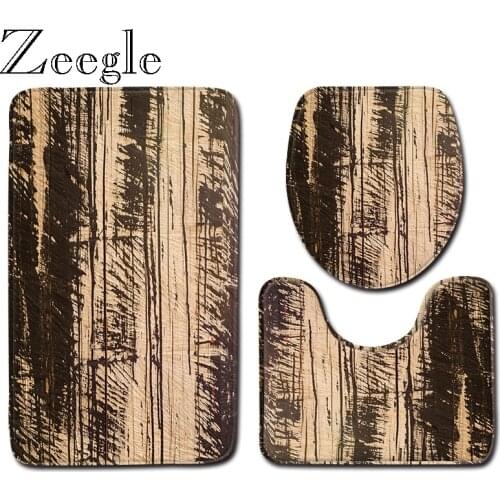 Zeegle 3Pcs Bath Mats Absorption Doormat Floor Mat Anti Slip Bathroom Mat Washable Bathroom Rug Polyester Bathroom Toilet Rug