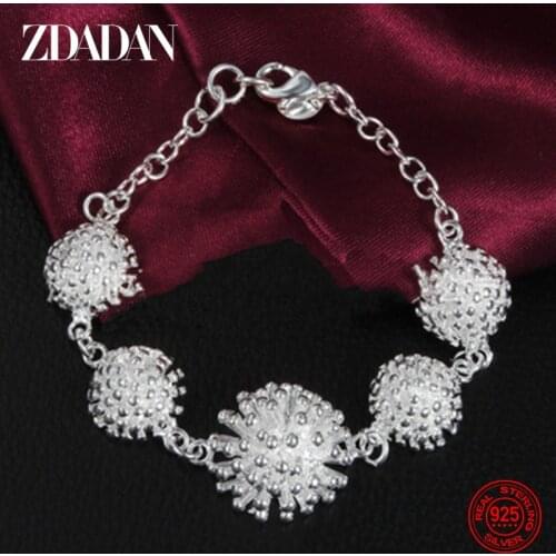 ZDADAN 925 Sterling Silver Fashion Firework Bracelet For Women Charm Wedding Jewelry Party Gift