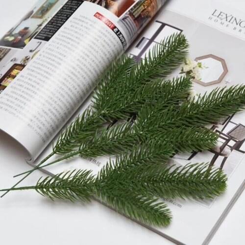 20pcs/lot 24*8cm Artificial Pine Nut Tree Flexible Stem Dried Branches Green Potted Plants Fake Leaves Wedding Decoration