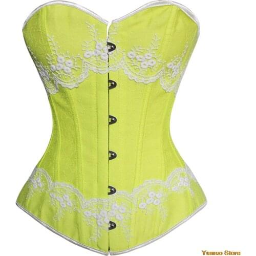 2021Womens Sexy Brocade Fabric Corset Bridal Lingerie Victorian Boned Corsets Lace Trim Jacquard Waist Cincher Corset TopBustier
