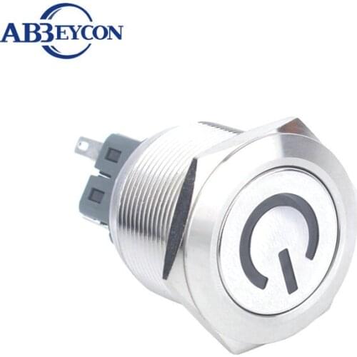 2507F 25mm momentary 1NO1NC metal waterproof stainless steel switch power logo waterproof 120v switch