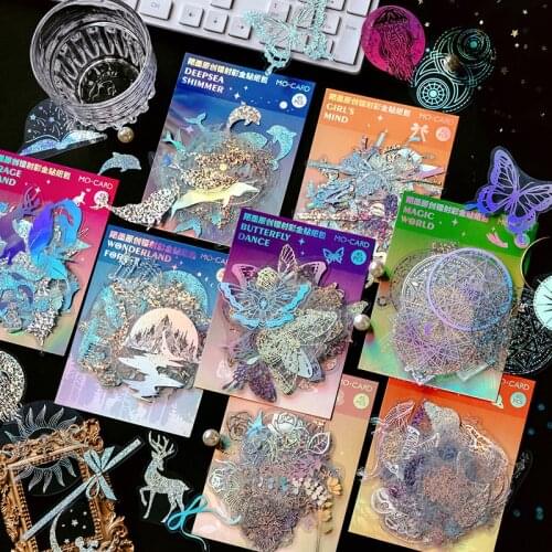 45PCS/Set Foil Printed Laser Party Decorative Stickers Scrapbooking Label Diary Students Stationery Album Stickers Kids Gift DIY