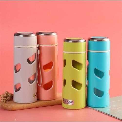 480ml Art Design Glass Water Drinking Bottle Durable Water Bottle For Girls Kid School Office Travel Mug Coffee Tea Cup