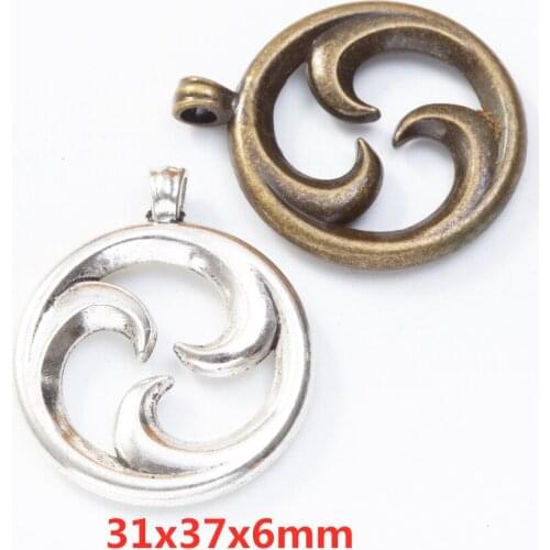 5 pieces of retro metal zinc alloy circular wave connector pendant DIY handmade jewelry necklace making 8363