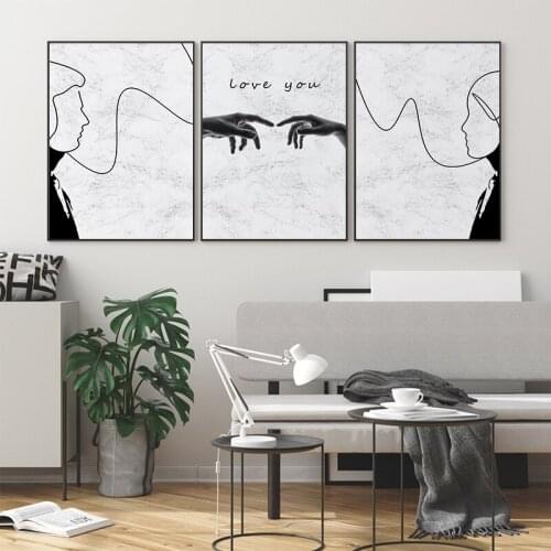 Abstract Couples Romantic Nordic Canvas Painting Sweet Love Poster Minimalist Print Wall Art Picture for Living Room Home Decor