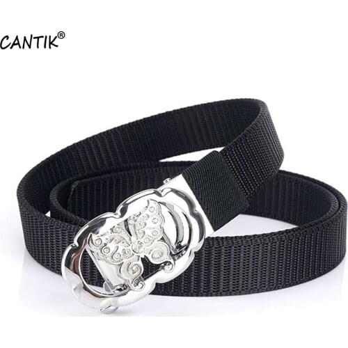 CANTIK 2.5cm Width High Quality Ladies Nylon & Canvas Belts Fashion Butterfly Automatic Buckle Metal Accessories Women CBCA288