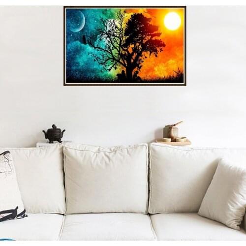 DIY 5D diamond embroidery circle diamond special shape painting scenery Couple tree rhinestone crystal painting home decoration