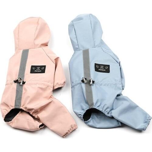 Big Dog Blue Raincoat Waterproof Windproof Jacket Dogface Cloth for Females Pink Dog Costumes Pet Products with Reflective Strip