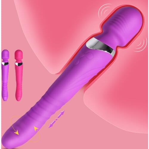 Heating Dildo Stretching Swing Magic Wand Massager Rotation Vibration 7 Speed G spot Vibrator for Women Clitoris Stimulator