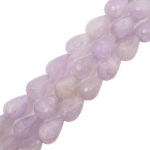 Lii ji Unique Real Amethysts Faceted Tear Drop Loose Beads Lavender 13x18mm/15x20mm For DIY Jewelry Making approx 39cm Wholesale