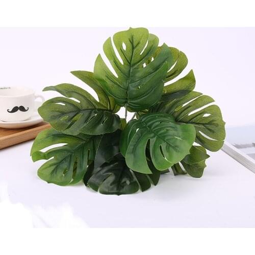 30cm 9Heads Real Touch Artificial Green Monstera Leaves Home Garden Bedroom Balcony Ornament Wedding Party Decor Fake Plants