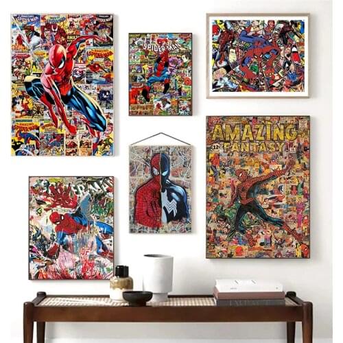 Marvel Spider Man Canvas Painting Famous Superhero Posters and Prints Wall Art Pictures for Living Kids Room Home Decoration