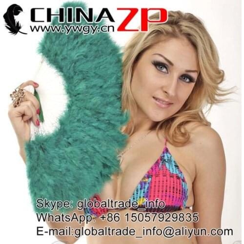 CHINAZP Factory Exporting Good Quality Dyed Elegant Teal Marabou Feather Hand Fan Costume Fun Act Burlesque Decor dancing