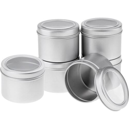 Cosmetic Accessory 6x Aluminum Round Screw Lid Containers Cream Storage Tins Jars Boxes Metal 60x46mm
