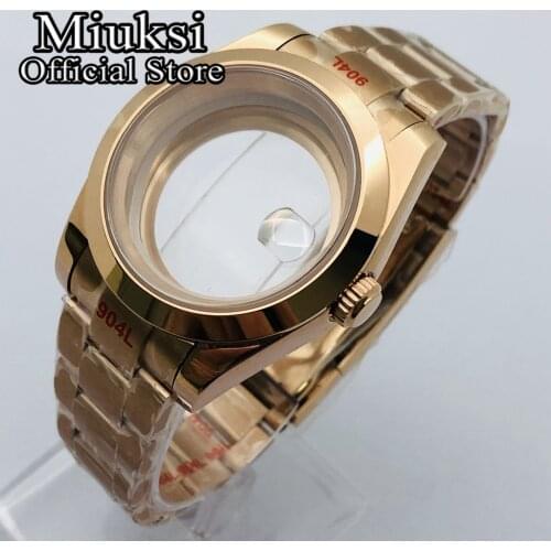Miuksi 40mm rose gold sterile case sapphire glass fit NH35 NH36 ETA 2836 Miyota 8205 8215 821A Mingzhu DG 2813 3804 movement