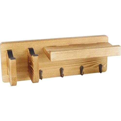 Guitar Wall Hanger Guitar Holder Wall Mount Bracket Hanger Guitar Wood Hanging with Pick Holder and 4 Hooks