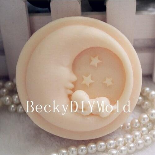 Wholesale!!1pcs Moon Baby(zx38) Silicone Handmade Soap Mold Crafts DIY Mould