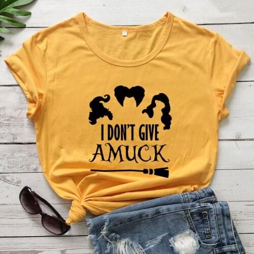 I Don't Give Amuck T-shirt Autumn Short Sleeve Witches Halloween Tshirt Funny Witchy Woman Graphic Tee Shirt Top