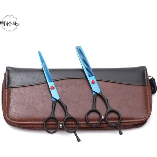 5.5" Elastic Handle AQIABI Hairdressing Scissors Straight Shears Thinning Scissors Professional Hair Scissors Dropshipping A1029