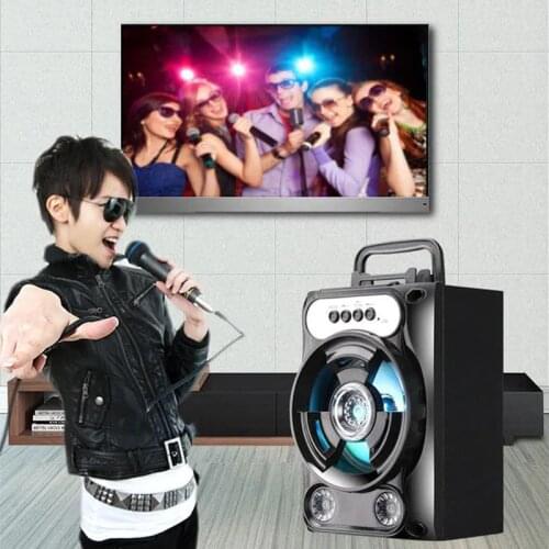 Portable Karaoke Speaker Wireless Bluetooth Speaker System Bass Subwoofer Microphone Support Hands-Free/USB/TF Card/AUX/FM
