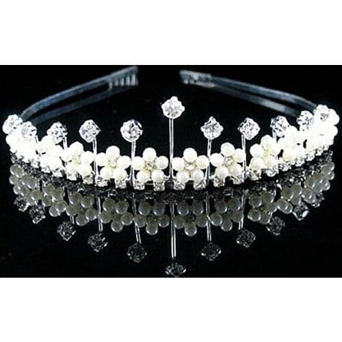 Crystal rhinestone pearl bandage on his head silver color wedding party well tiara hair band wedding Flower Girls Hairwear