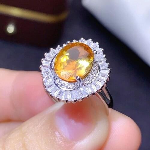Luxury Jewelry Natural Citrine Stone with 925 Sliver Rings for Women Engagement 2021 Hot Sale