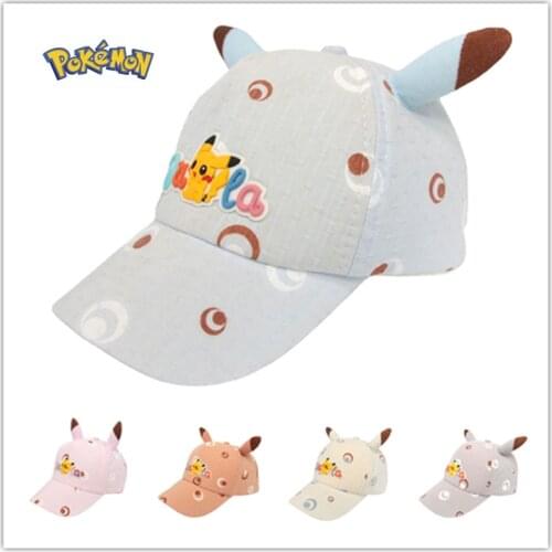 Pokemon Pikachu Sunscreen Breathable Childrens Hat Cartoon Anime Sweat-absorbent Girl Cap Cute Boy Essential Baseball Cap