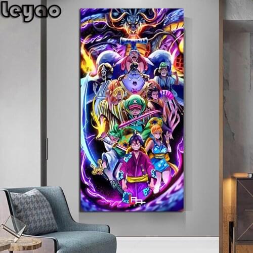 Modern Diamond Painting Anime Poster One Piece Abstract Wall Art Unique Modular Picture For Corridor Bedroom Decoration Home