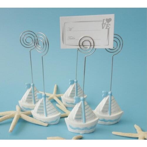 10pcs The Mediterranean Style White Boat Name Number Message Card Table Place Holder For Wedding Party Home Office Decoration