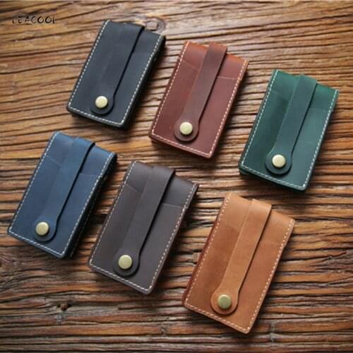 Vintage Handmade Genuine Leather Key Wallet Pulling Crazy Horse Key Holder Men Mini Household key Housekeeper Top Quality
