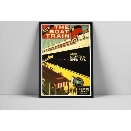 The Boat Train Vintage Poster Railway Print Poster Sea Travel Canvas Painting Wall Art Wall Pictures Living Room Decoration Gift